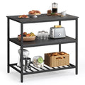 Rustic Brown and Black Kitchen Island with 3 Shelves I354322