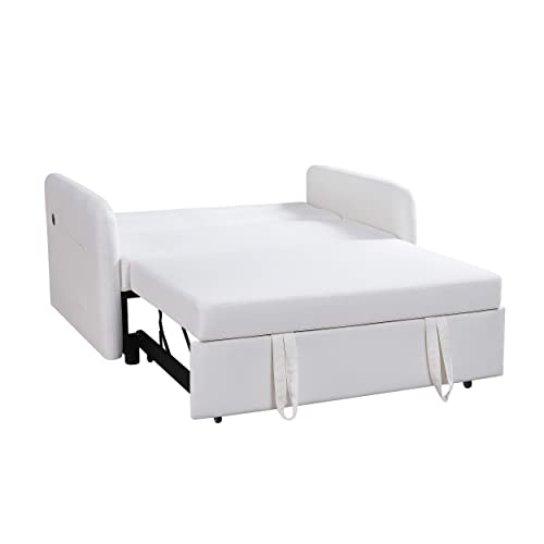 Velvet Tufted Twin XL Convertible Sleeper Couch Bed with Pillows N589