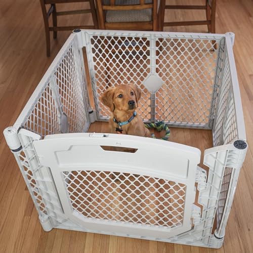 4-Panel Folding Dog Playpen, 26" Tall, Brown Z5088
