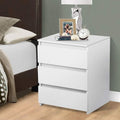 White 3 Drawer Bedside Nightstand X980418