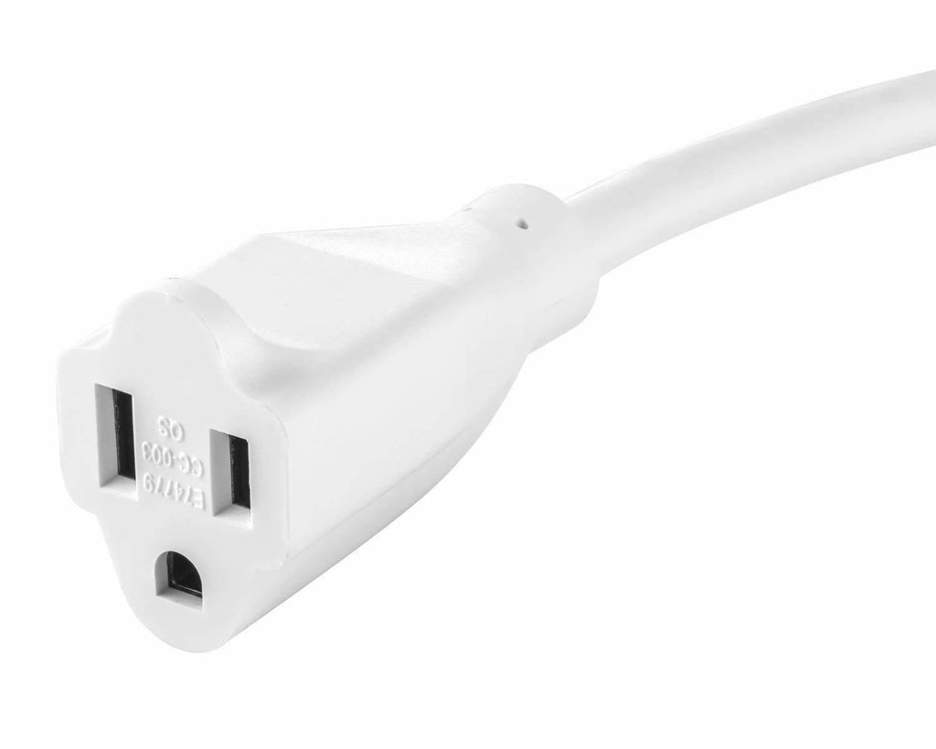 6-Inch 360° Rotating Flat Plug Extension Cord, 3 Prong, 3 Pack, White J508