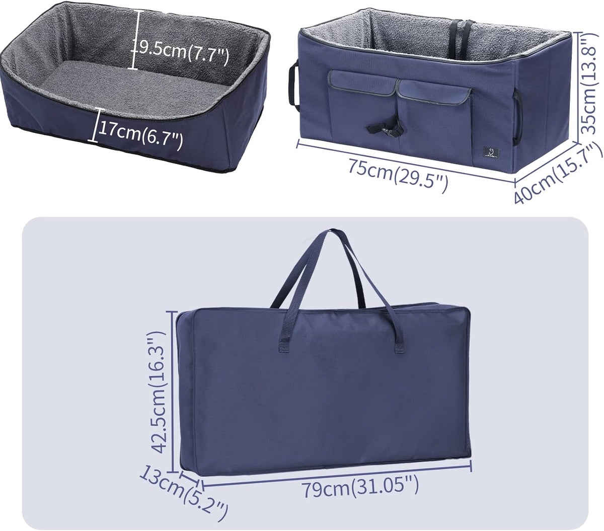Folding Breathable Dog Booster Car Seat with Carry Bag F21391