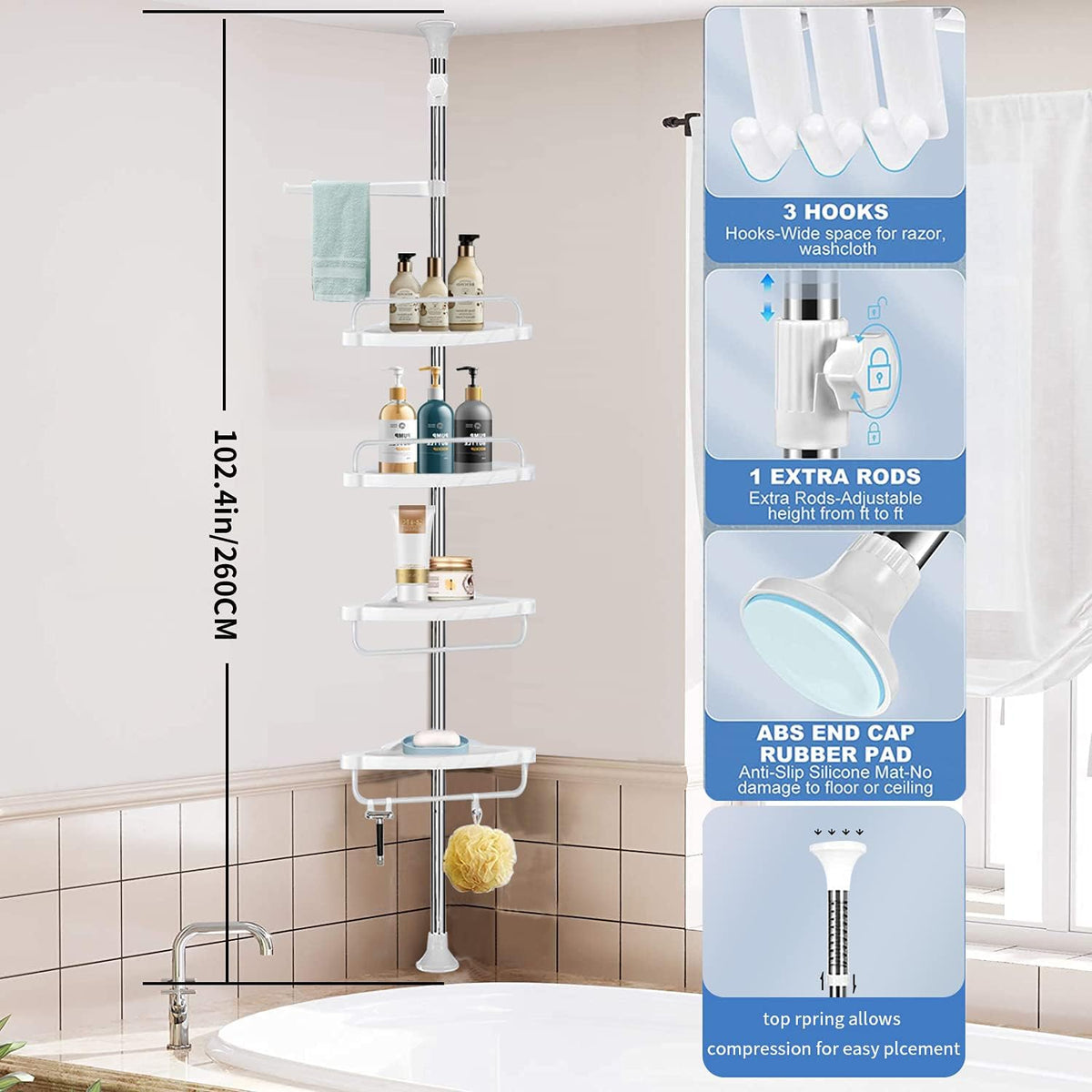 4 Tier Adjustable Shower Caddy H204
