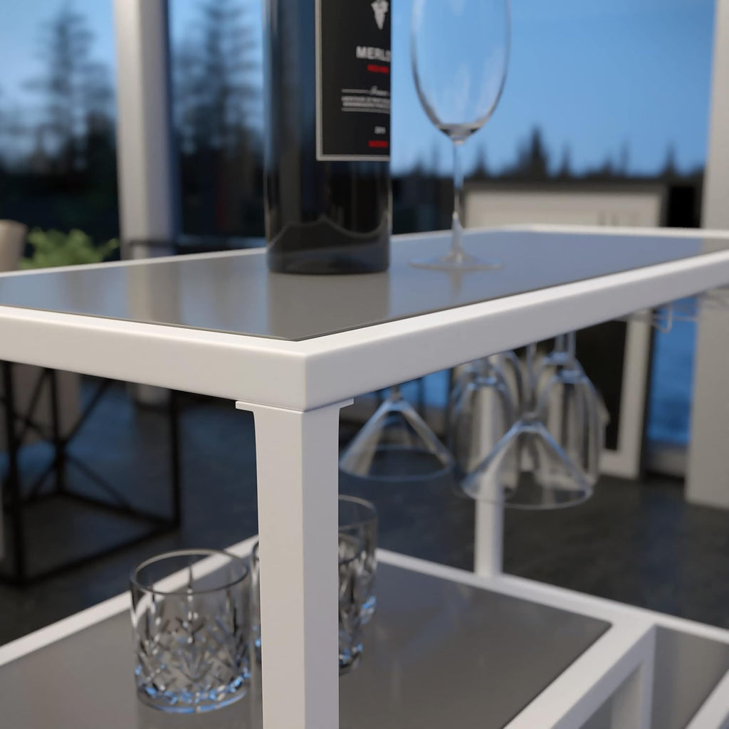 White Bar Cart with Wheels B6367
