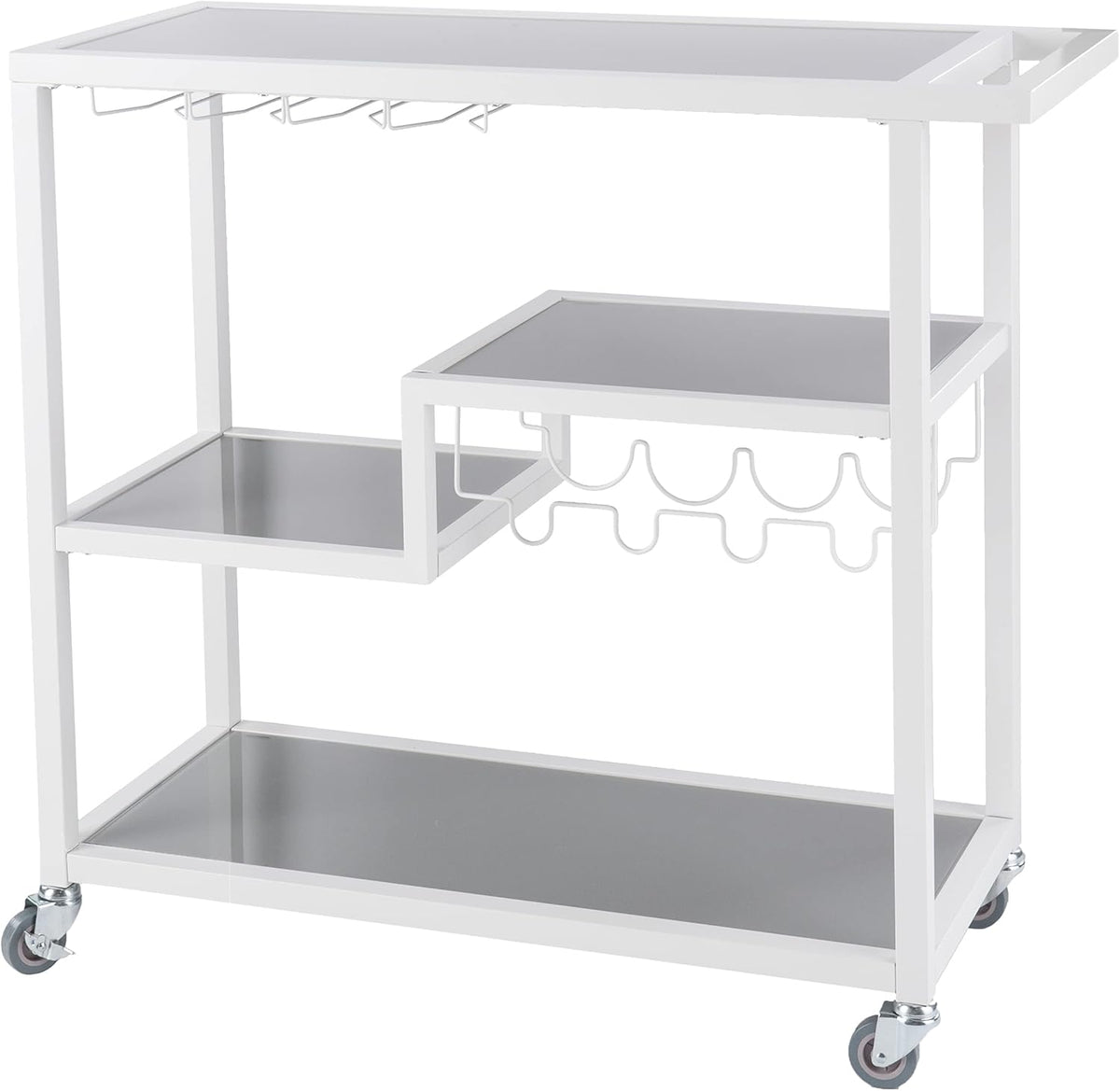 White Bar Cart with Wheels B6367