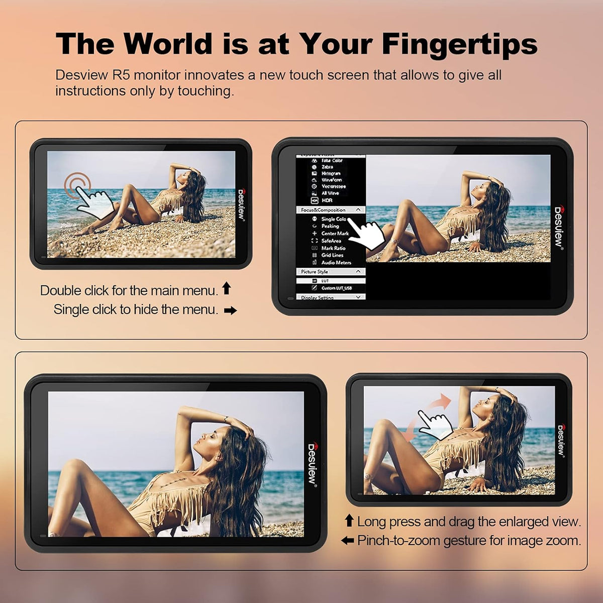 5.5 inch Touch Screen Camera Monitor 1920x1080 IPS 4K E19914