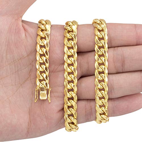 14k Yellow Gold 9mm Thick Miami Cuban Link Chain Necklace D862821