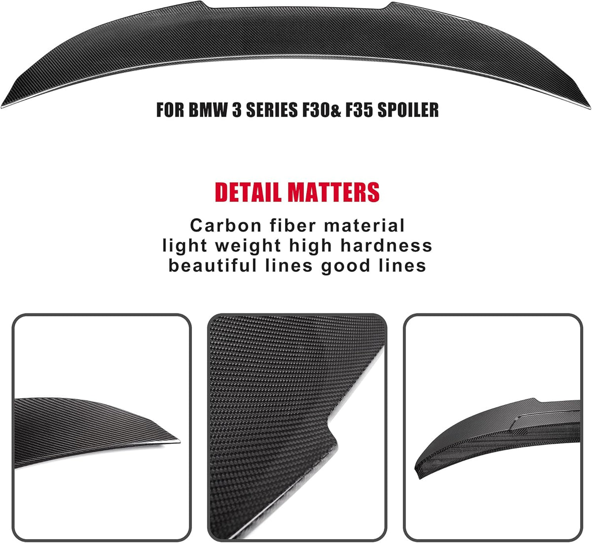 Dry Carbon Fiber Rear Trunk Spoiler Wing Q4970