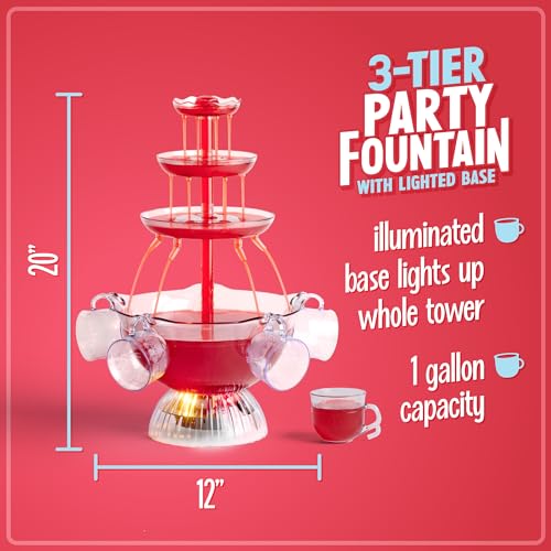 3-Tier Lighted Party Fountain, 1.5 Gallons, 8 Reusable Cups H962