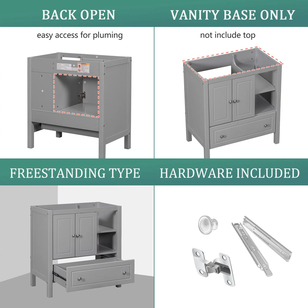 Grey Solid Wood Bathroom Vanity Base N45563