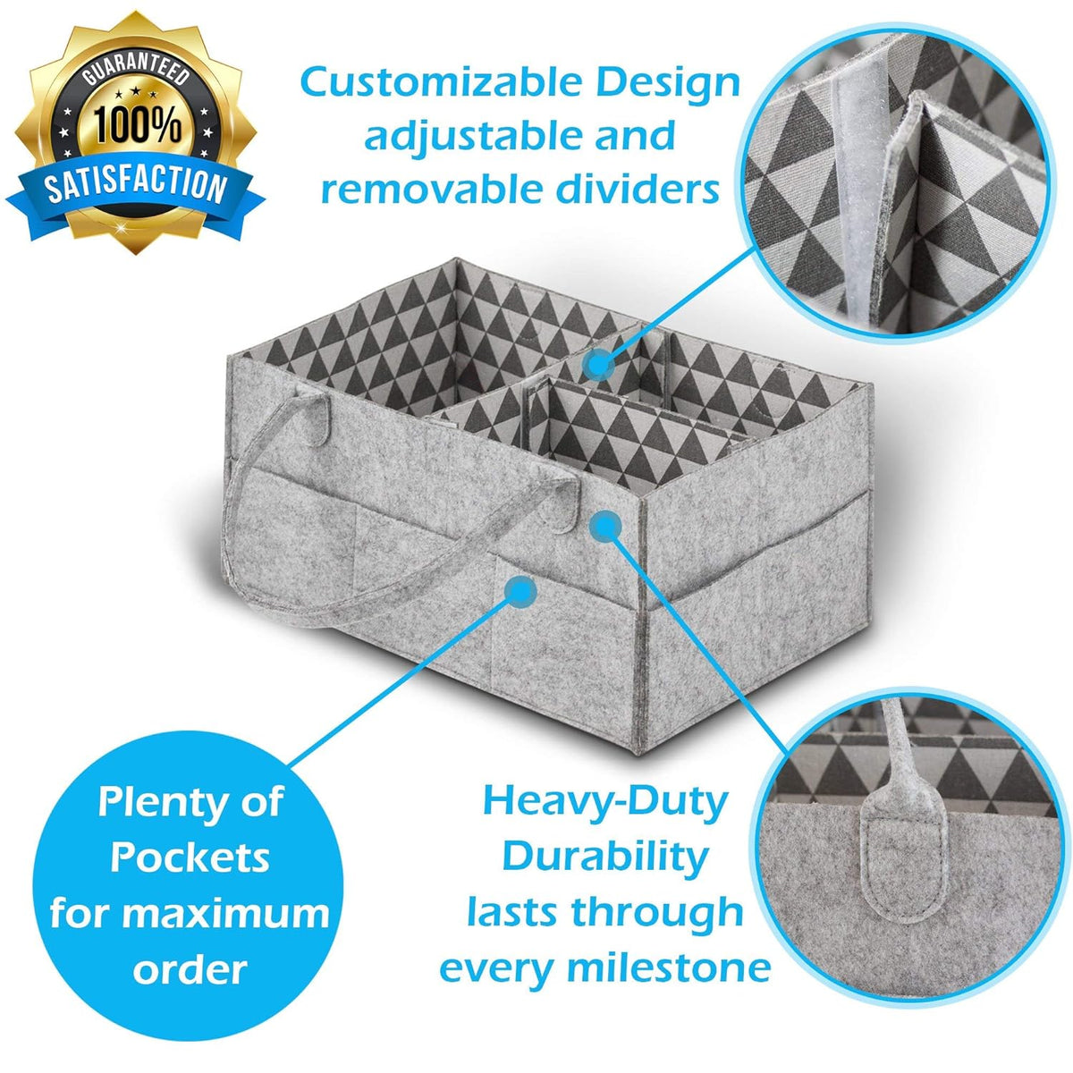 Baby Diaper Caddy Organizer Set of 2 with Handles N34606