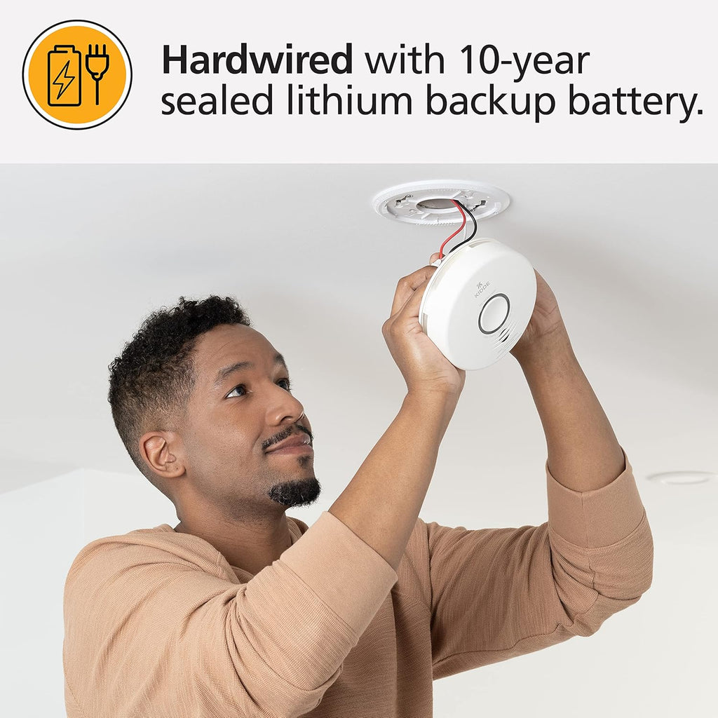 Smart Smoke Detector Indoor Air Quality Monitor WiFi Hardwired with Battery Backup Voice App Alerts 2 Pack Q364
