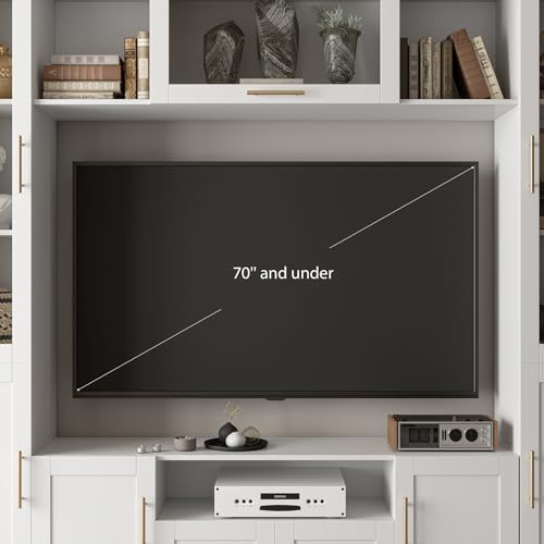 White TV Stand with Glass Doors & Shelves K902