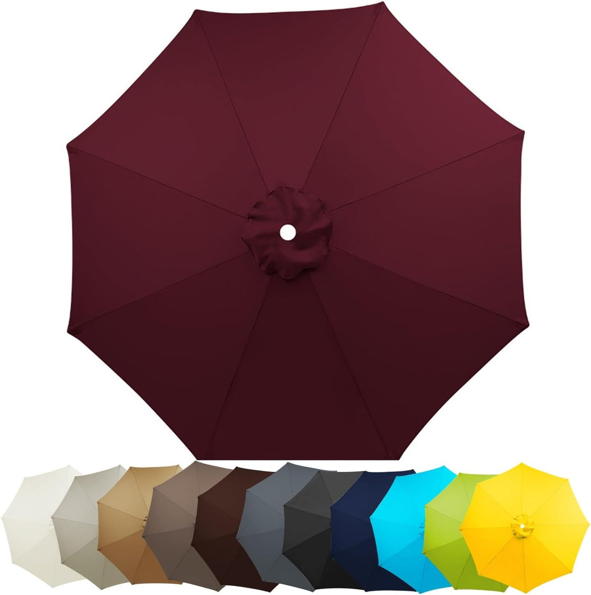 Wine Red 6.5FT 6 Ribs Patio Umbrella Replacement Top Canopy Cover X86510