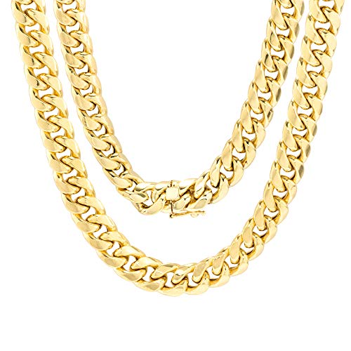 14k Yellow Gold 9mm Thick Miami Cuban Link Chain Necklace D862821