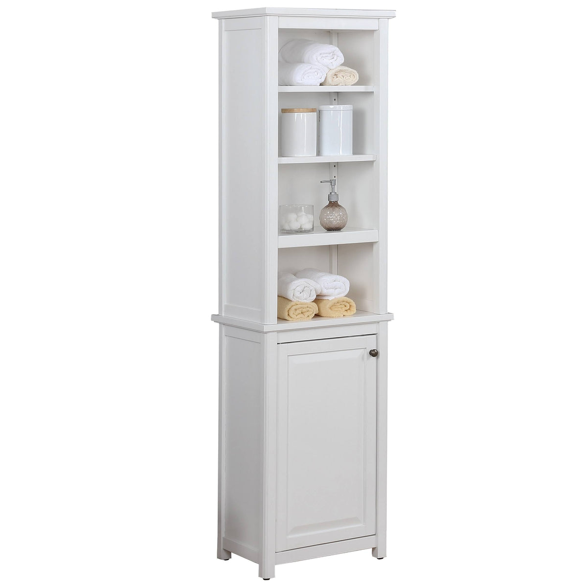 Bathroom Storage Tower with Shelves and Cabinet E39351