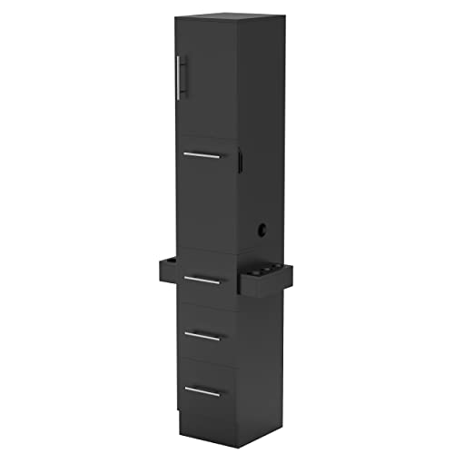 White 3 Drawer Salon Station with Cabinet and Hair Dryer Holders U277