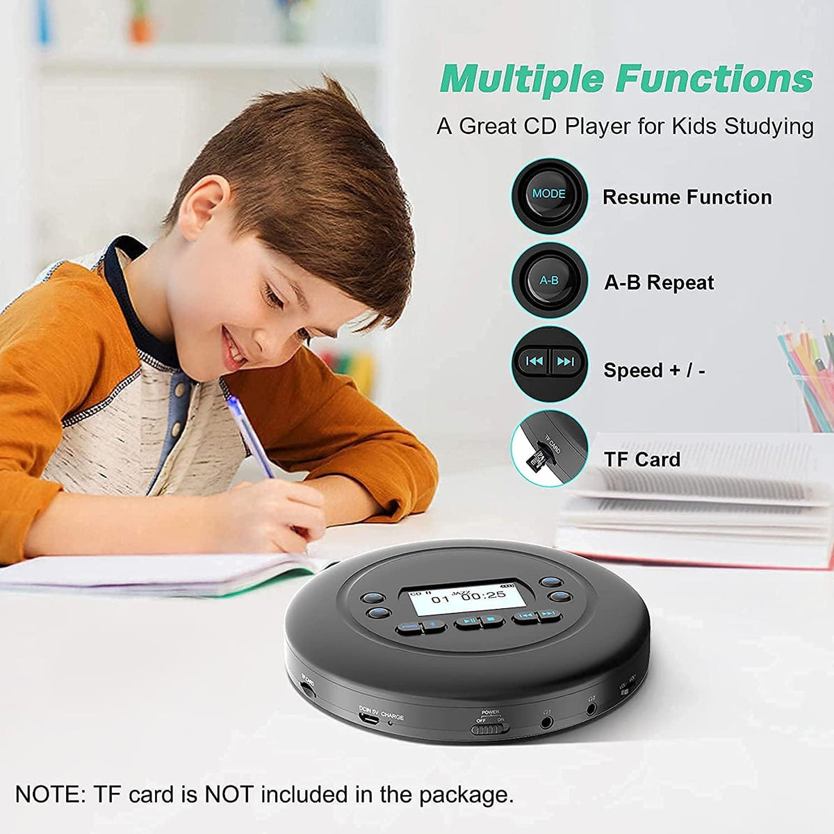 Bluetooth CD Player with Headphones, Pack of 2 W2748