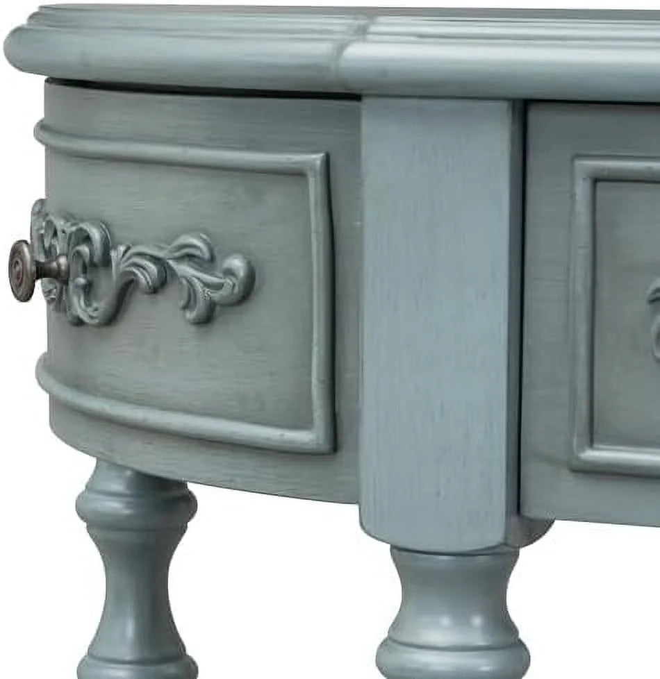 Retro Curved Console Table with 2 Top Drawers and Solid Wooden Frame P39818