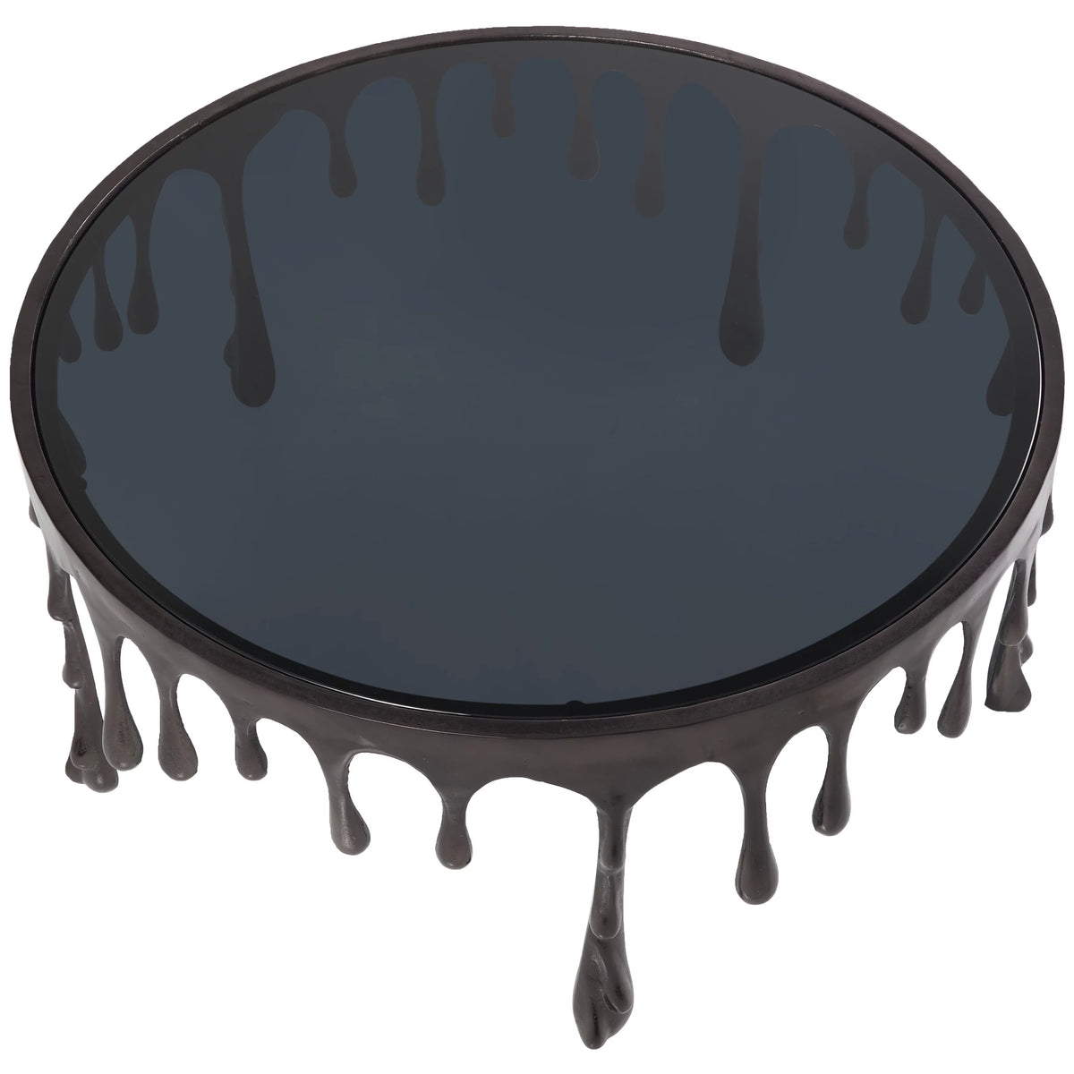 36" x 16" Black Aluminum Glass Top Coffee Table H863
