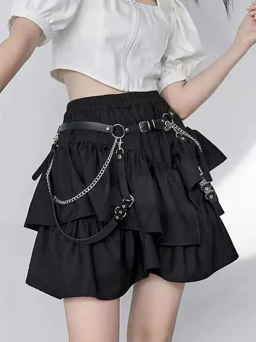 Ruffle Elastic Waistband Skirt A77915