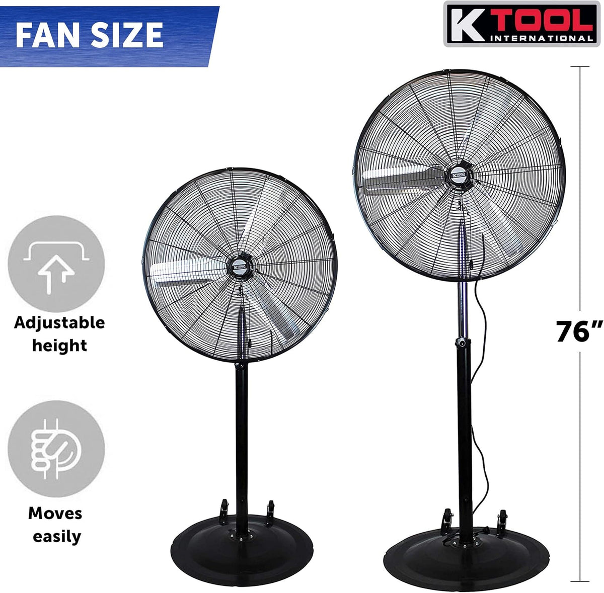 30" Adjustable High-Velocity Pedestal Fan, Non-Oscillating, 3-Speed V603