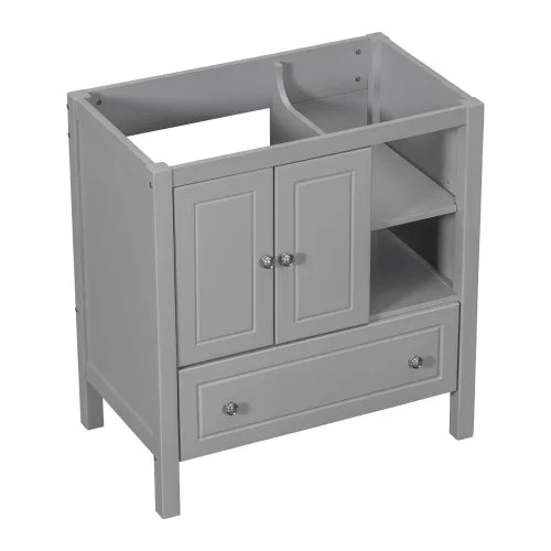 30" Grey Solid Wood Bathroom Vanity Base Only N9654