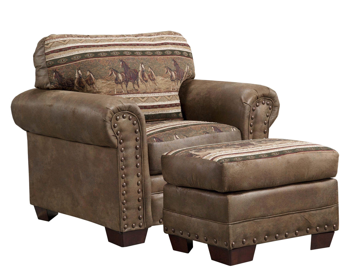 Wild Horses Arm Chair with Matching Ottoman L758840