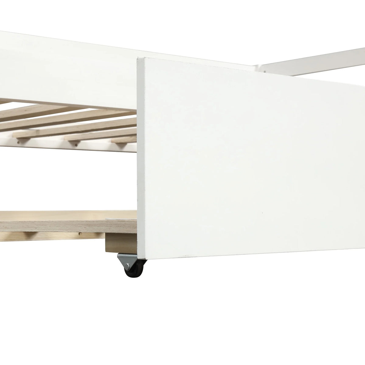 White Twin Wood Daybed with Trundle and Guardrails E639