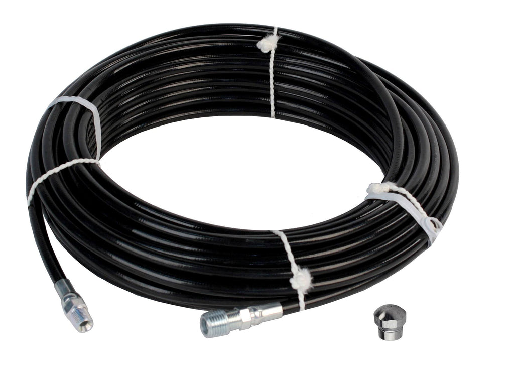 1/8in. x 100ft. 4800 PSI Thermoplastic Sewer Jetter Hose with 6.0 Orifice Button Nose Nozzle O682597