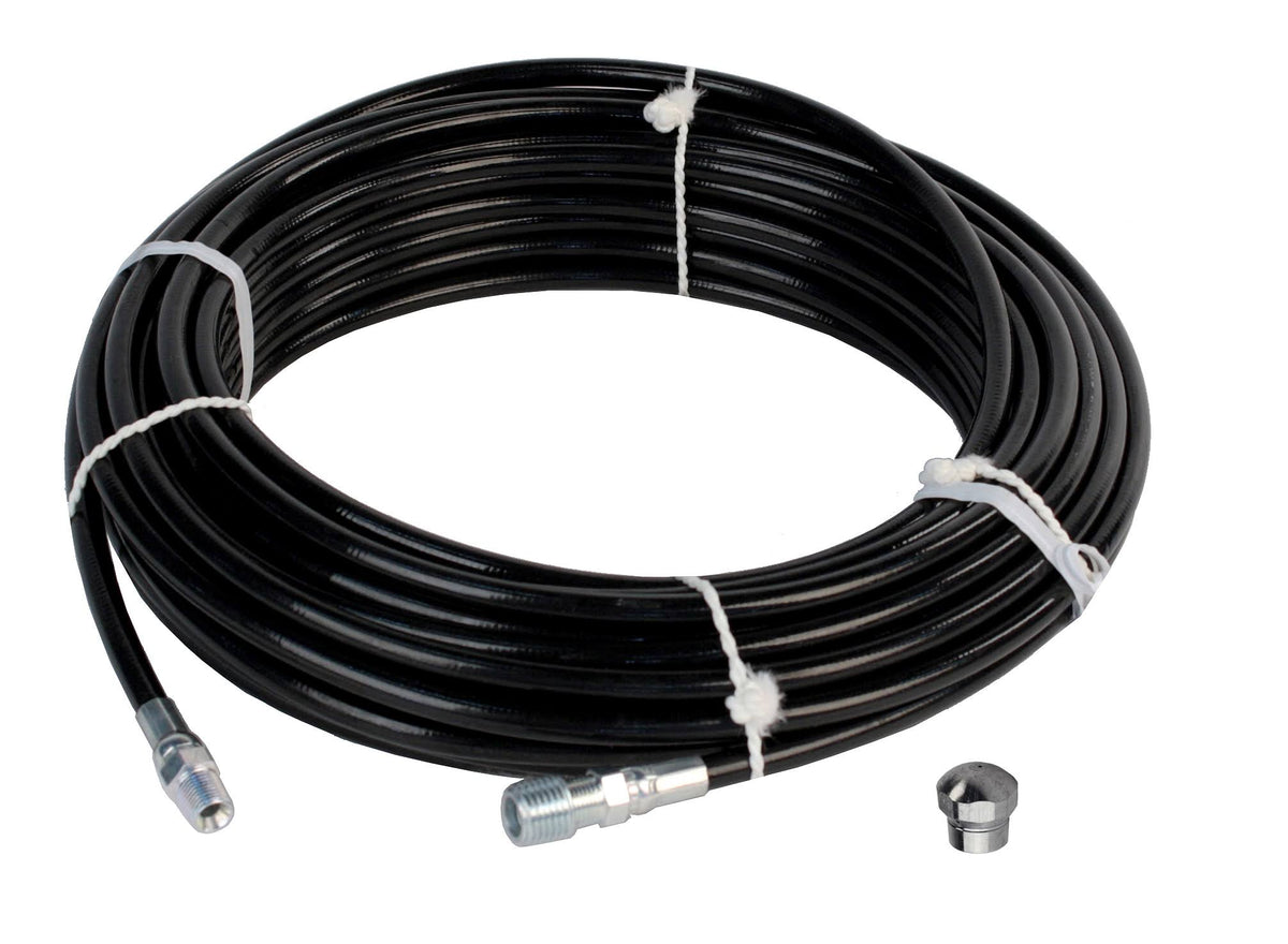 1/8in. x 100ft. 4800 PSI Thermoplastic Sewer Jetter Hose with 6.0 Orifice Button Nose Nozzle O682597