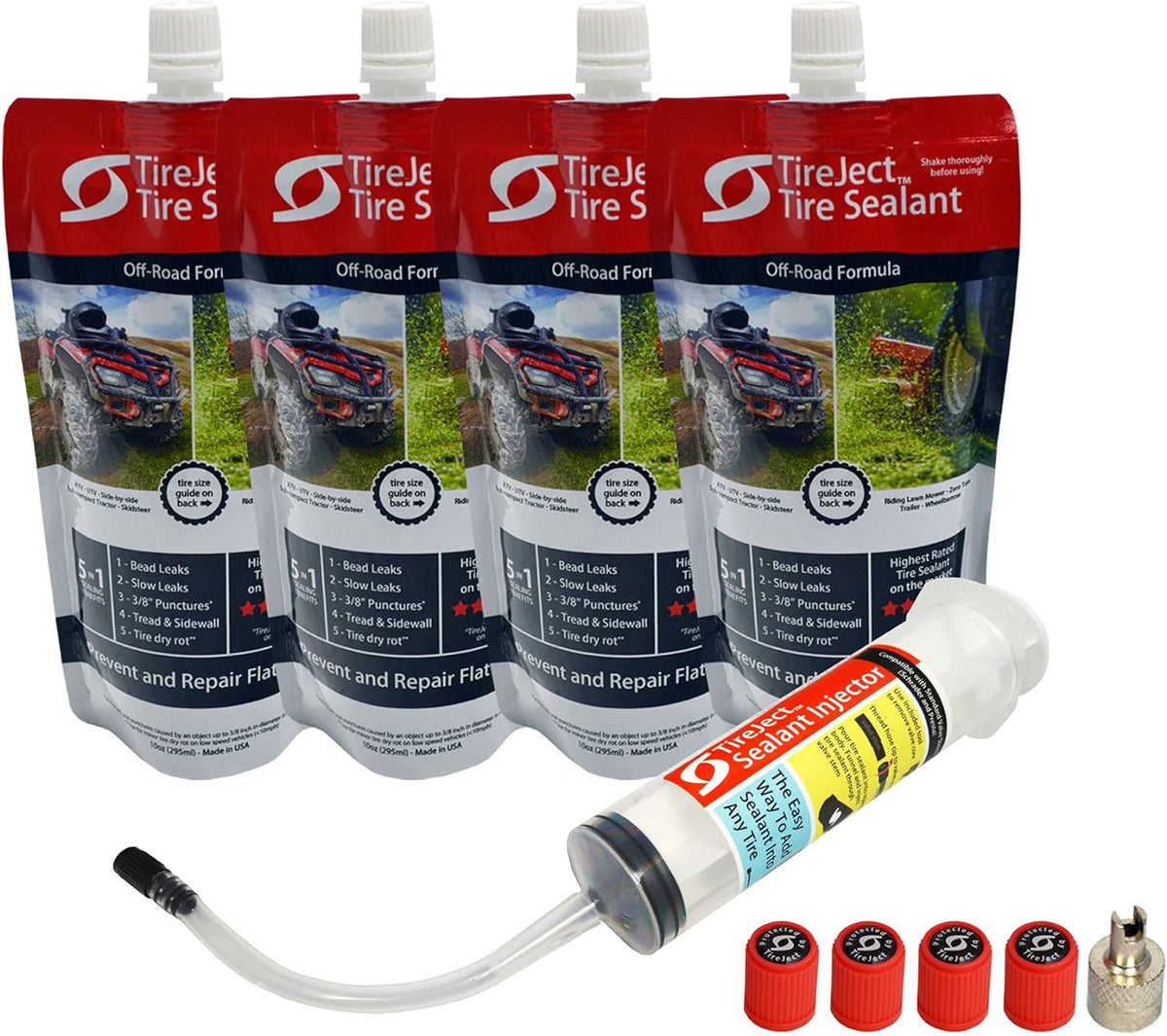 5-in-1 Flat Tire Protection Kit with Sealant Injector, Pack of 2 Q5830