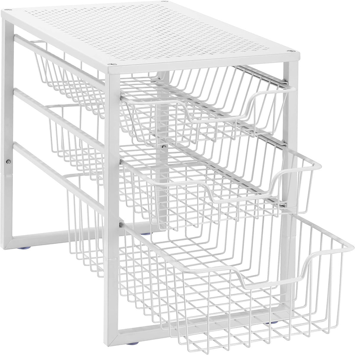 White 3-Tier Under Sink Cabinet Organizer with Sliding Storage Drawer K27235