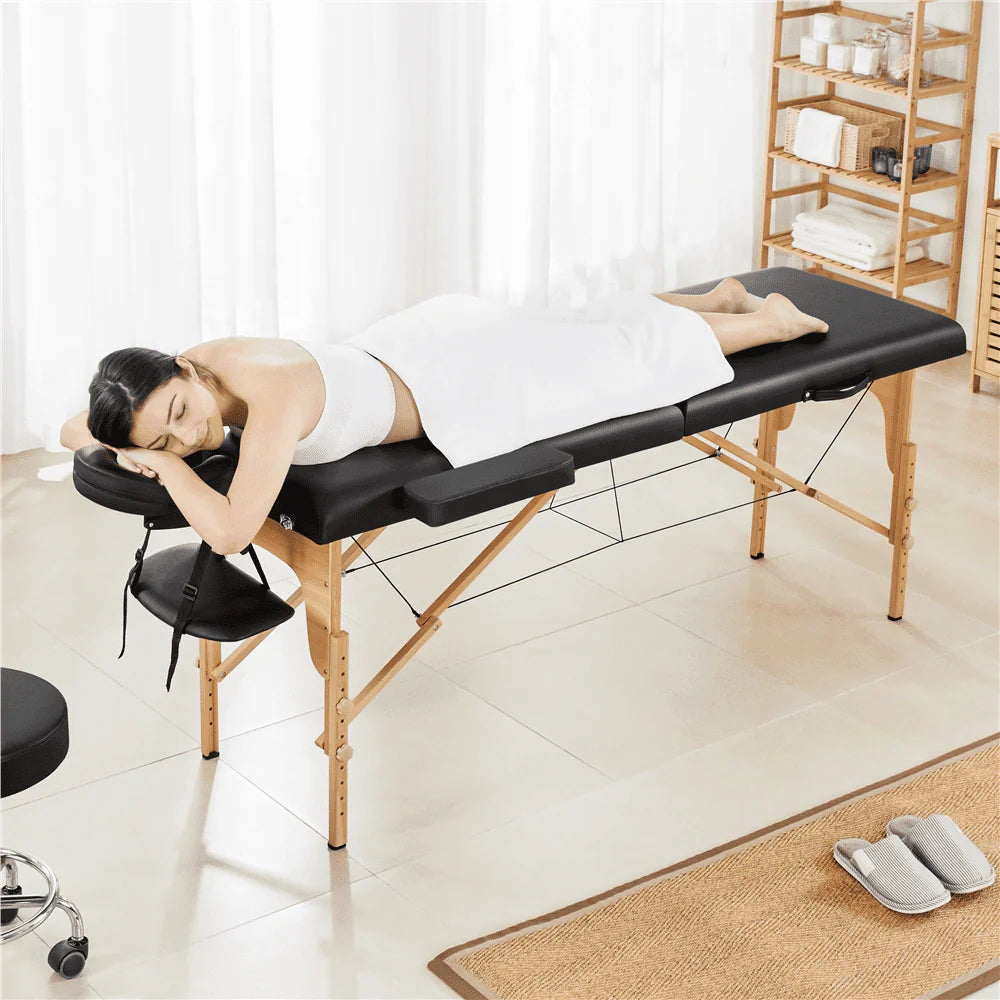 Black Adjustable Folding Massage Bed C161
