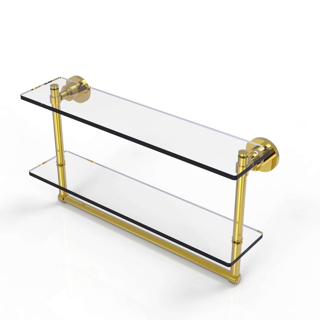 22 inch Two Tiered Glass Shelf with Integrated Towel Bar N772645
