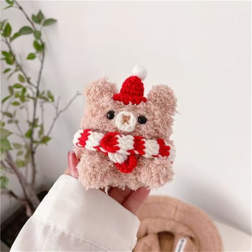Cartoon Plush 3D Bear Pattern Earbuds Case U384215