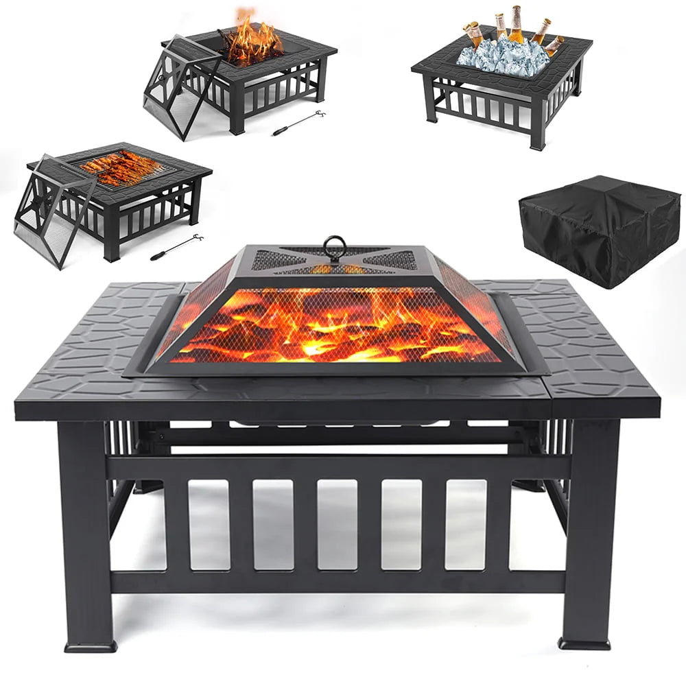 32 Square Iron Wood Burning Fire Pit K57421