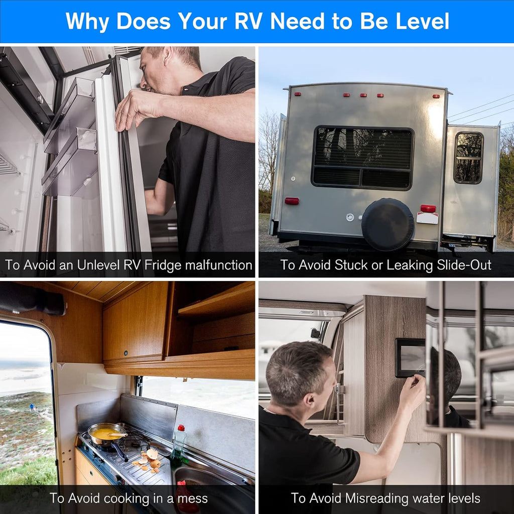 2 Packs Camper Levelers, RV Leveling Blocks Ramp Chock Kit, Curved Leveling Accessories with Anti-Slip Mats, Up to 35,000 lbs O919246