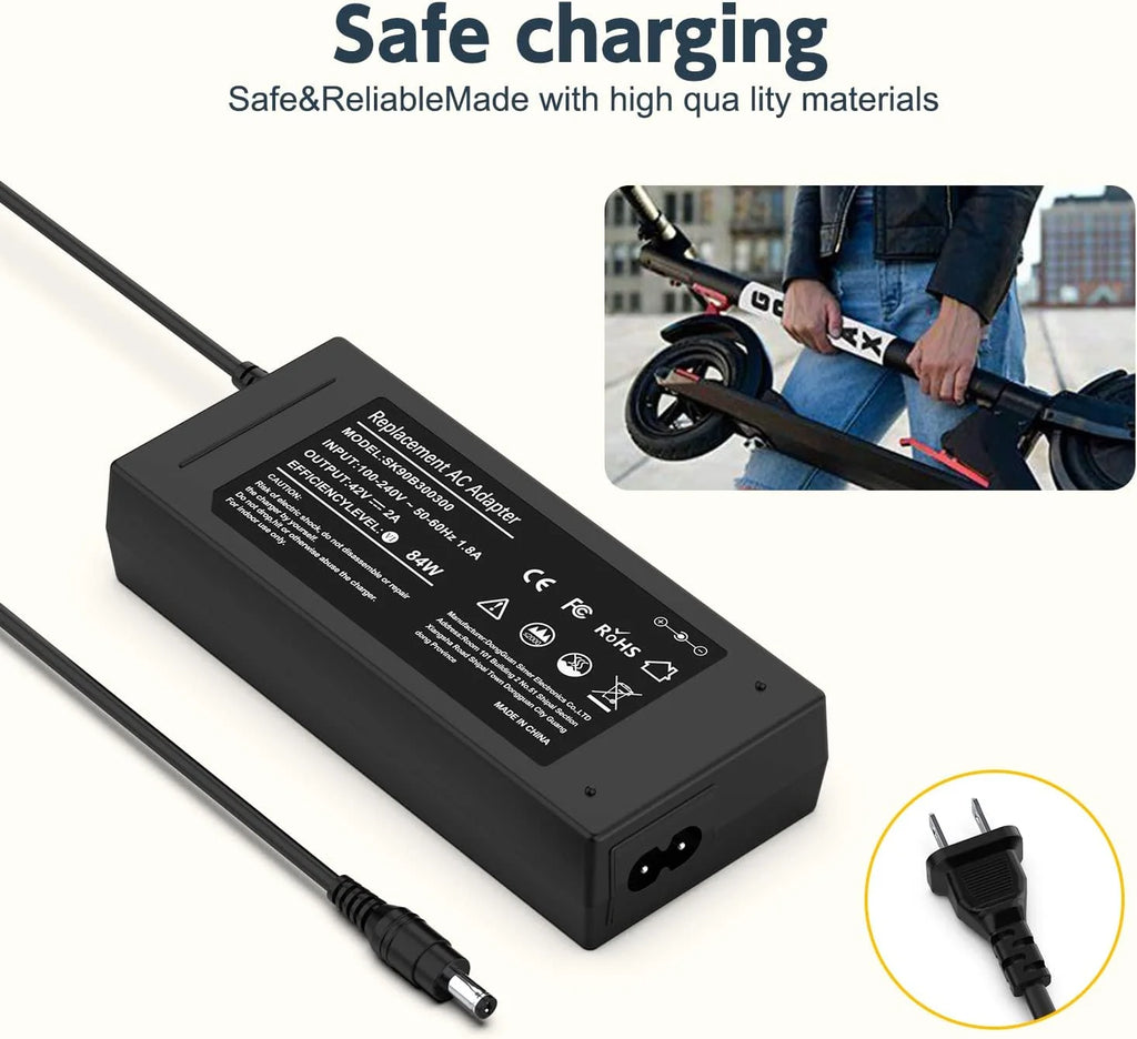 42V Charger 36V Scooter Power Adapter for ebike Battery Pack Electric Longboard Skateboard Output 2 Amp U616591