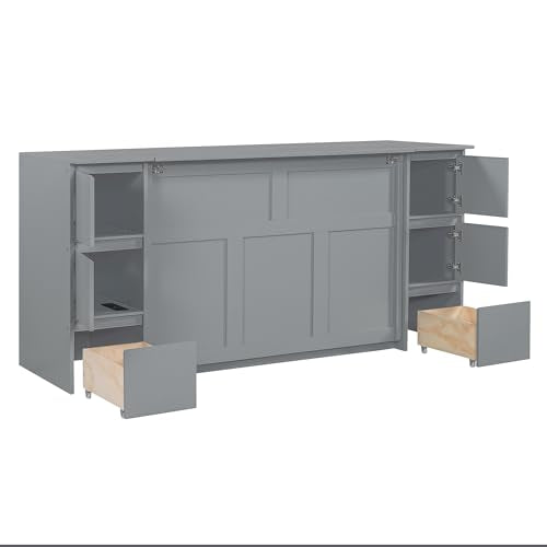 Twin Size Murphy Bed with Charging Station and Storage Drawers V623571