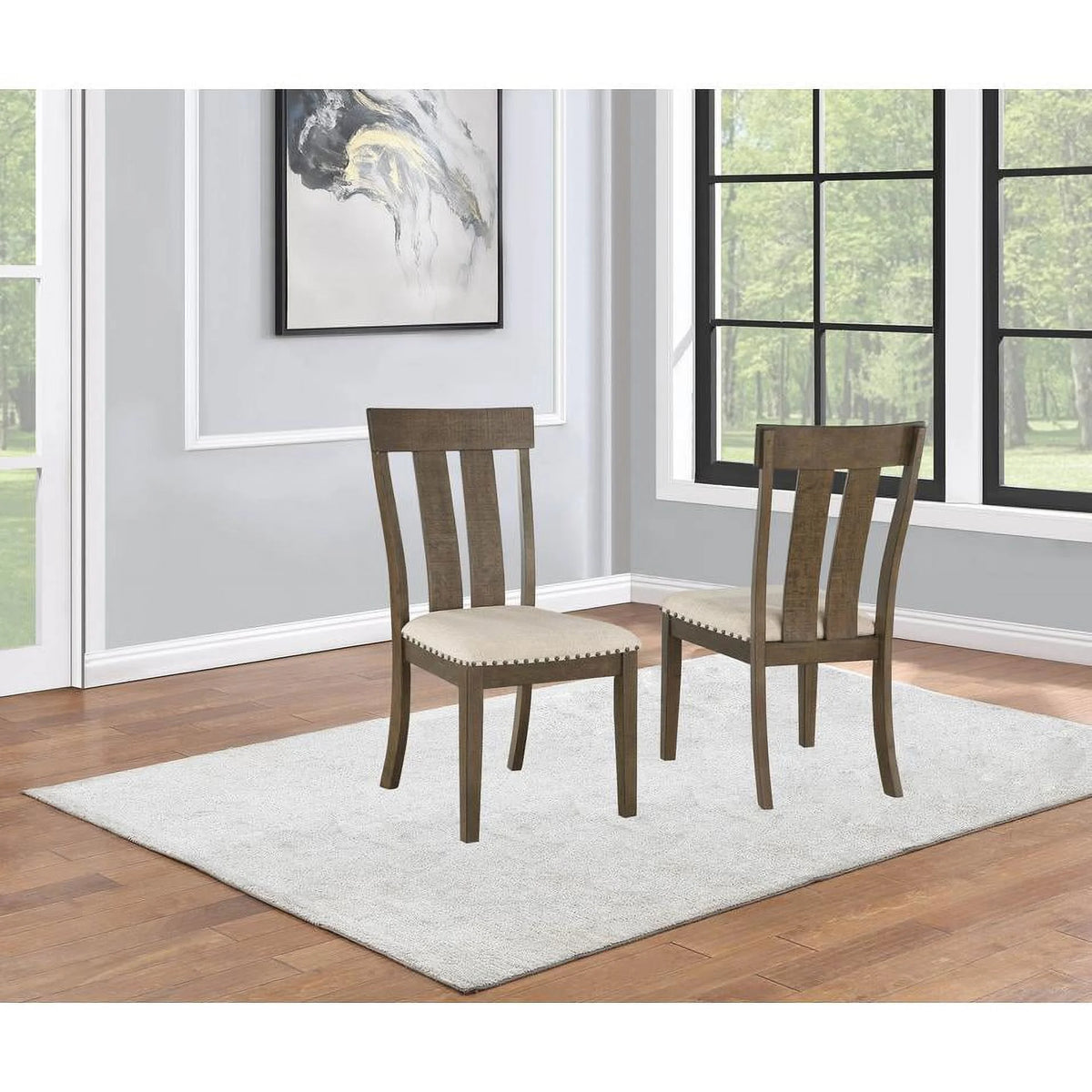 Brown Oak 5 Piece Dining Table Set with 4 Side Chairs O426268