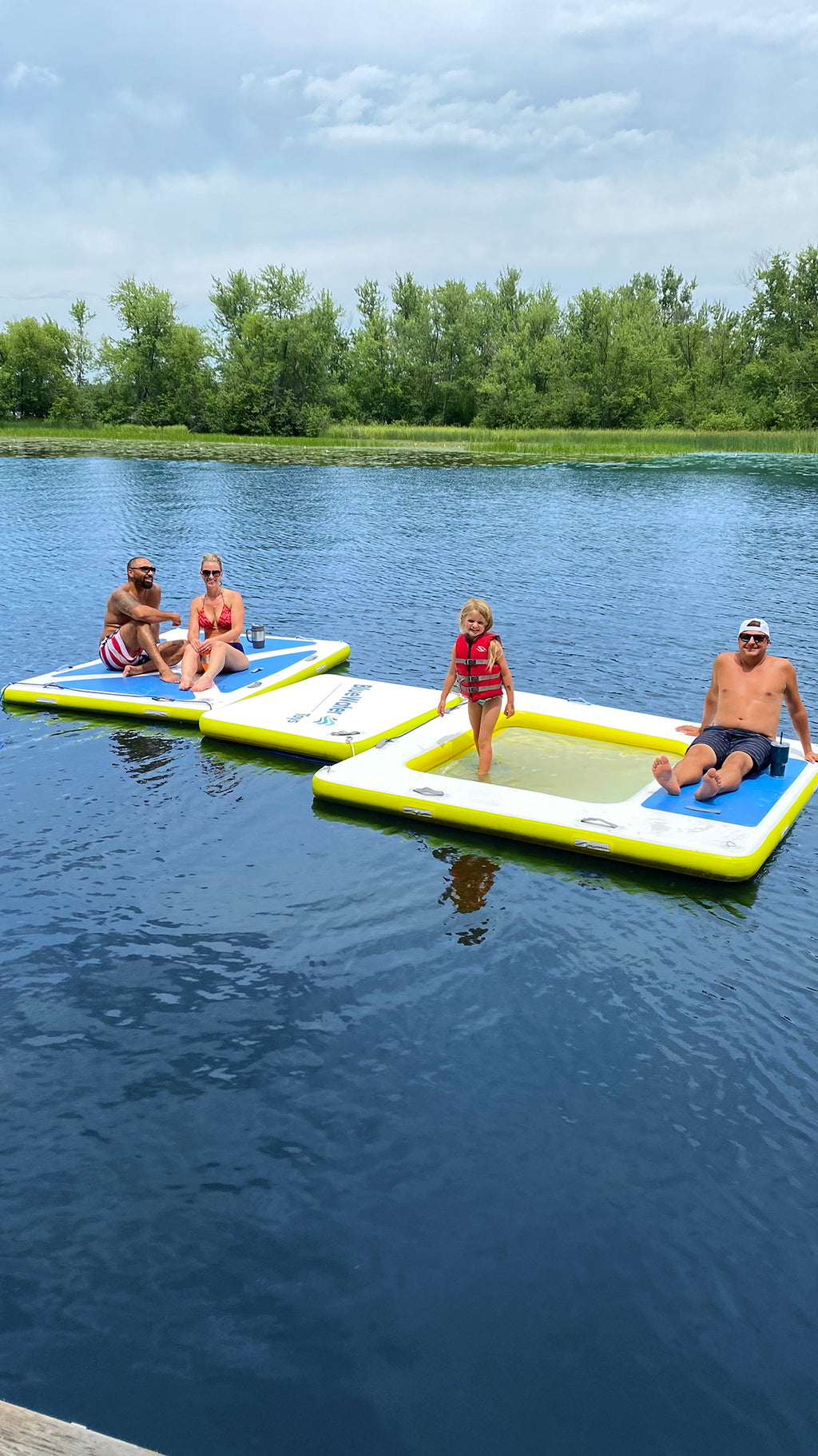 Blue Water Toys Four Person Inflatable Swim Deck with Non-Slip Surface, 8' x 6' C608