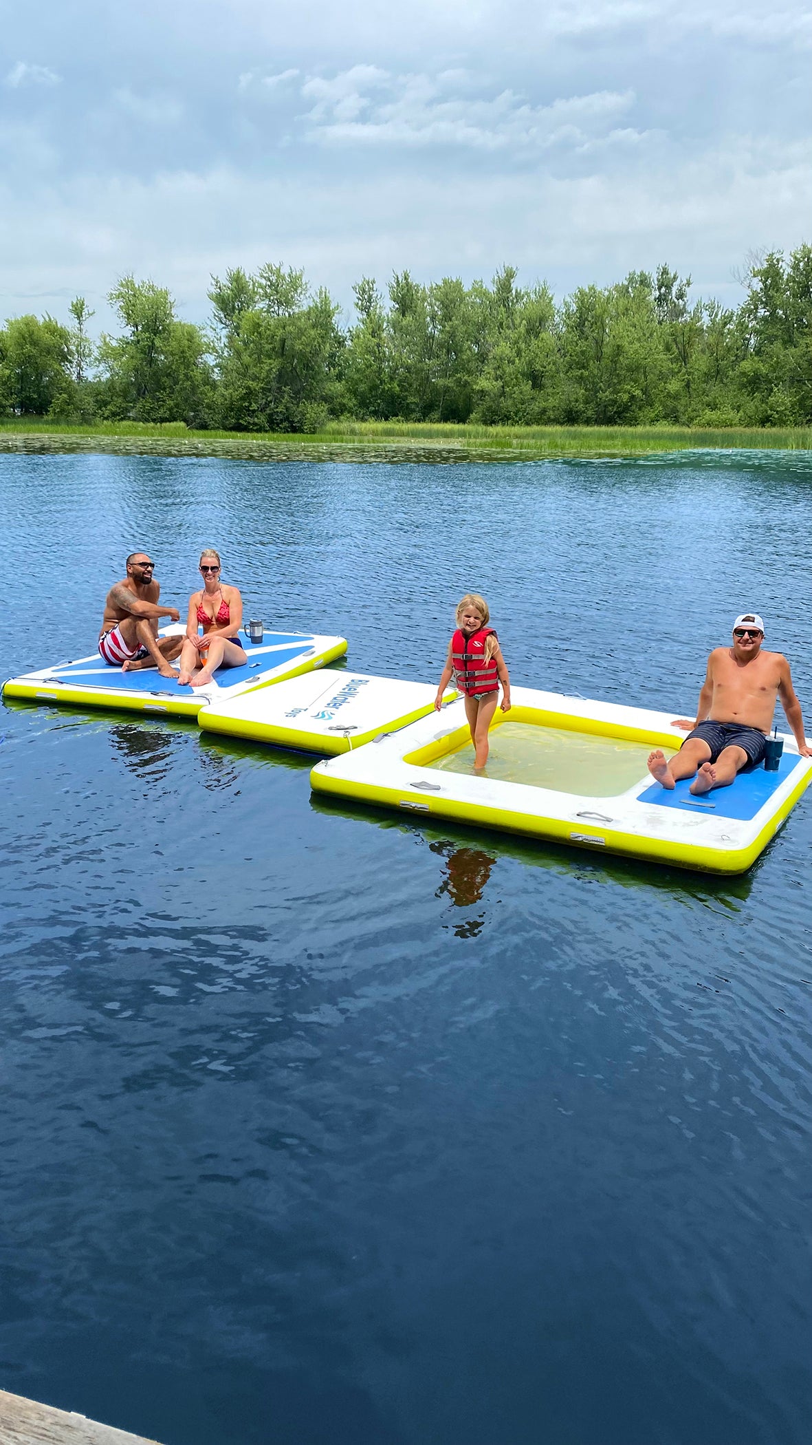 Blue Water Toys Four Person Inflatable Swim Deck with Non-Slip Surface, 8' x 6' C608