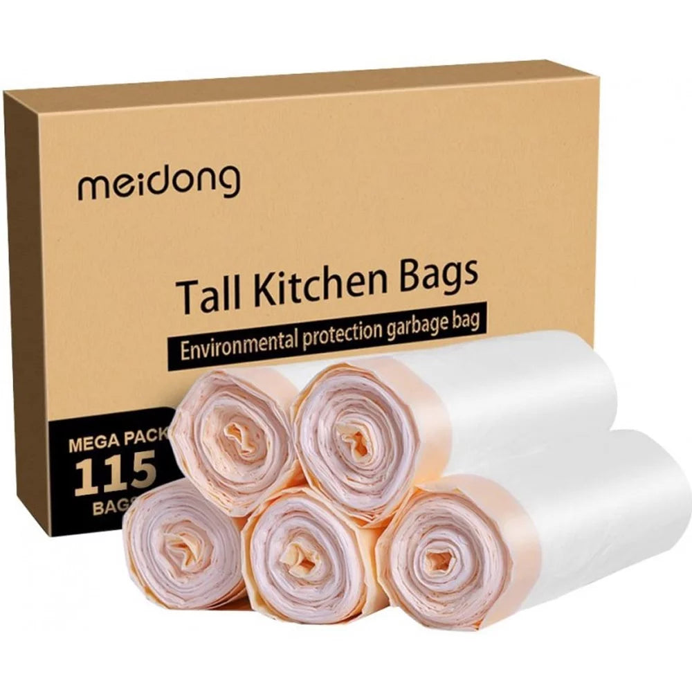 13 Gallon White Drawstring Trash Bags, 115 Pcs P763