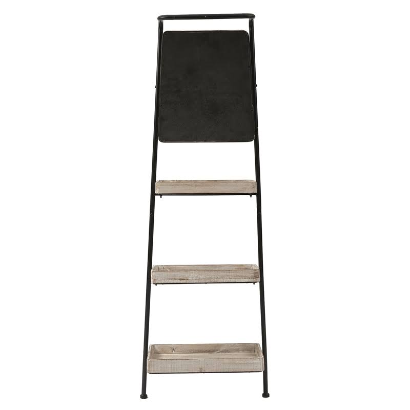 Metal and Wood Three-Tier Ladder Shelf Bookcase O675