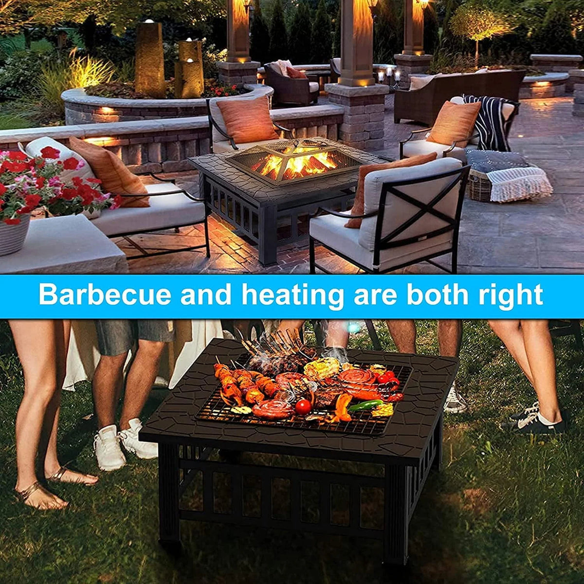 32 Square Iron Wood Burning Fire Pit K57421
