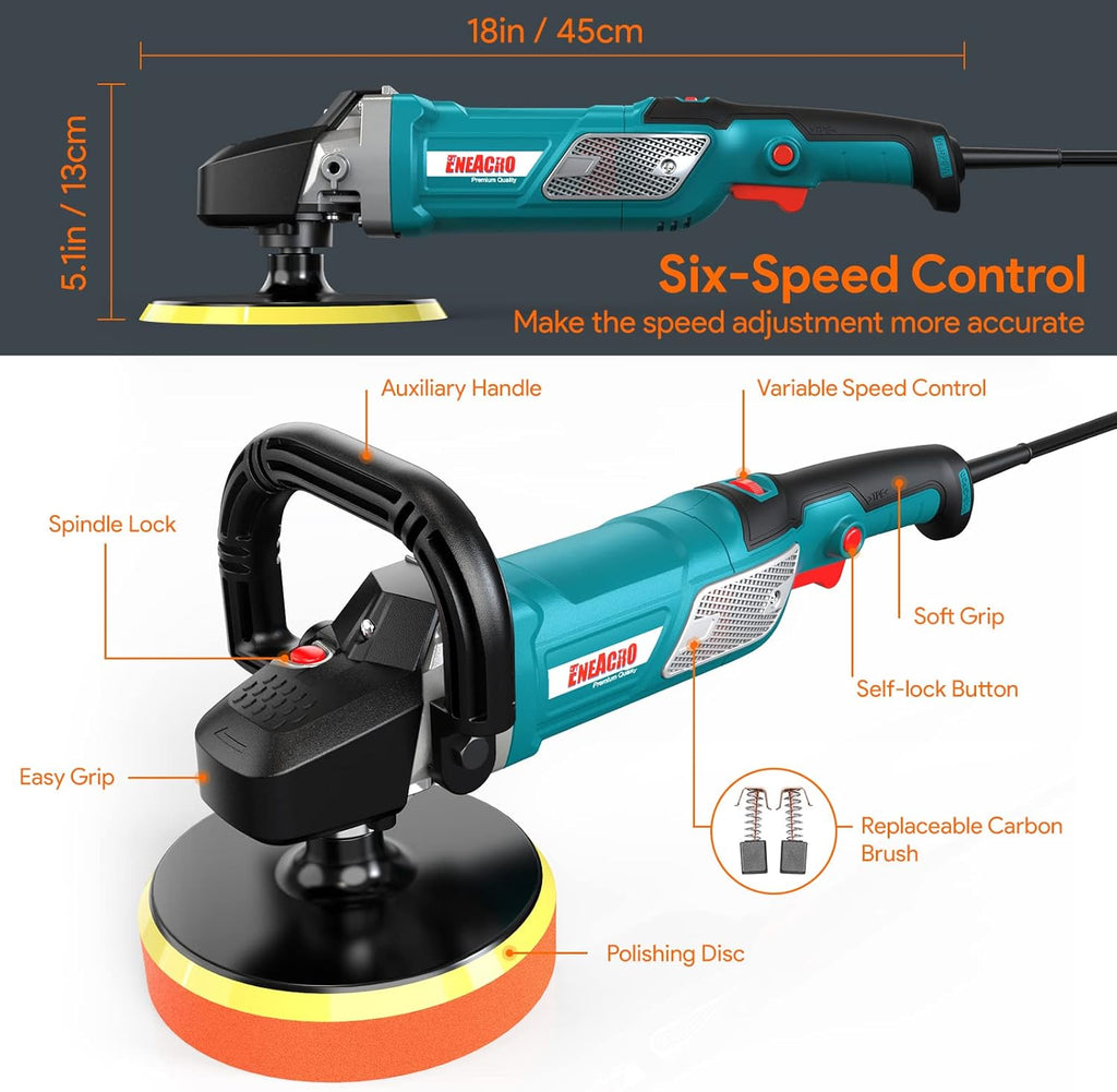 12 Amp 6-inch/7-inch Variable Speed Car Polisher, Pack of 2 J99761