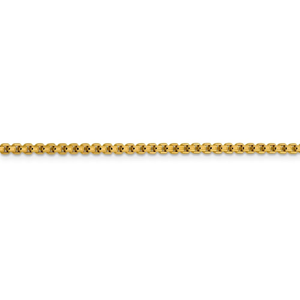 14kt Yellow Gold Diamond Cut Round Box Chain 18 inch Lobster Clasp C344