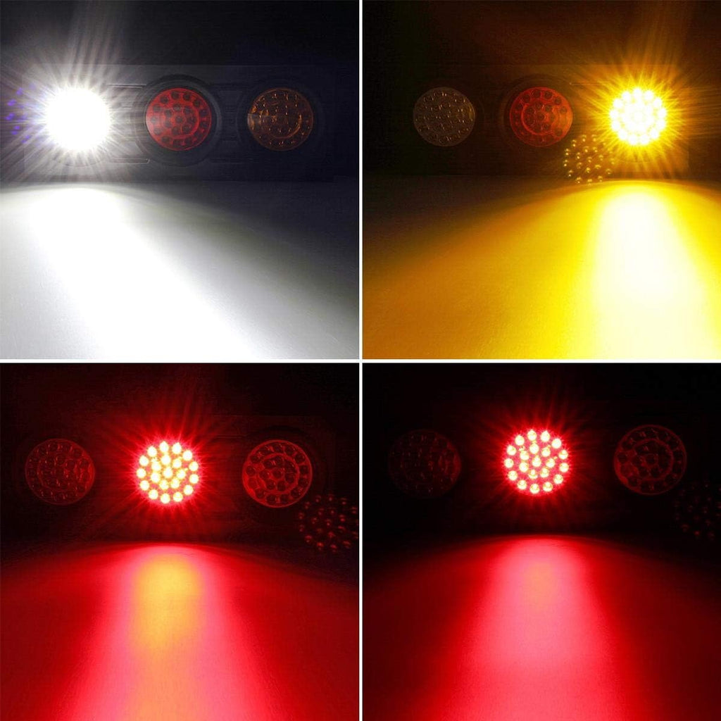 63 LED 4 Inch Round Trailer Tail Lights Bar Kit with Iron Bracket Base Waterproof 12V-30V (2pcs) S32986