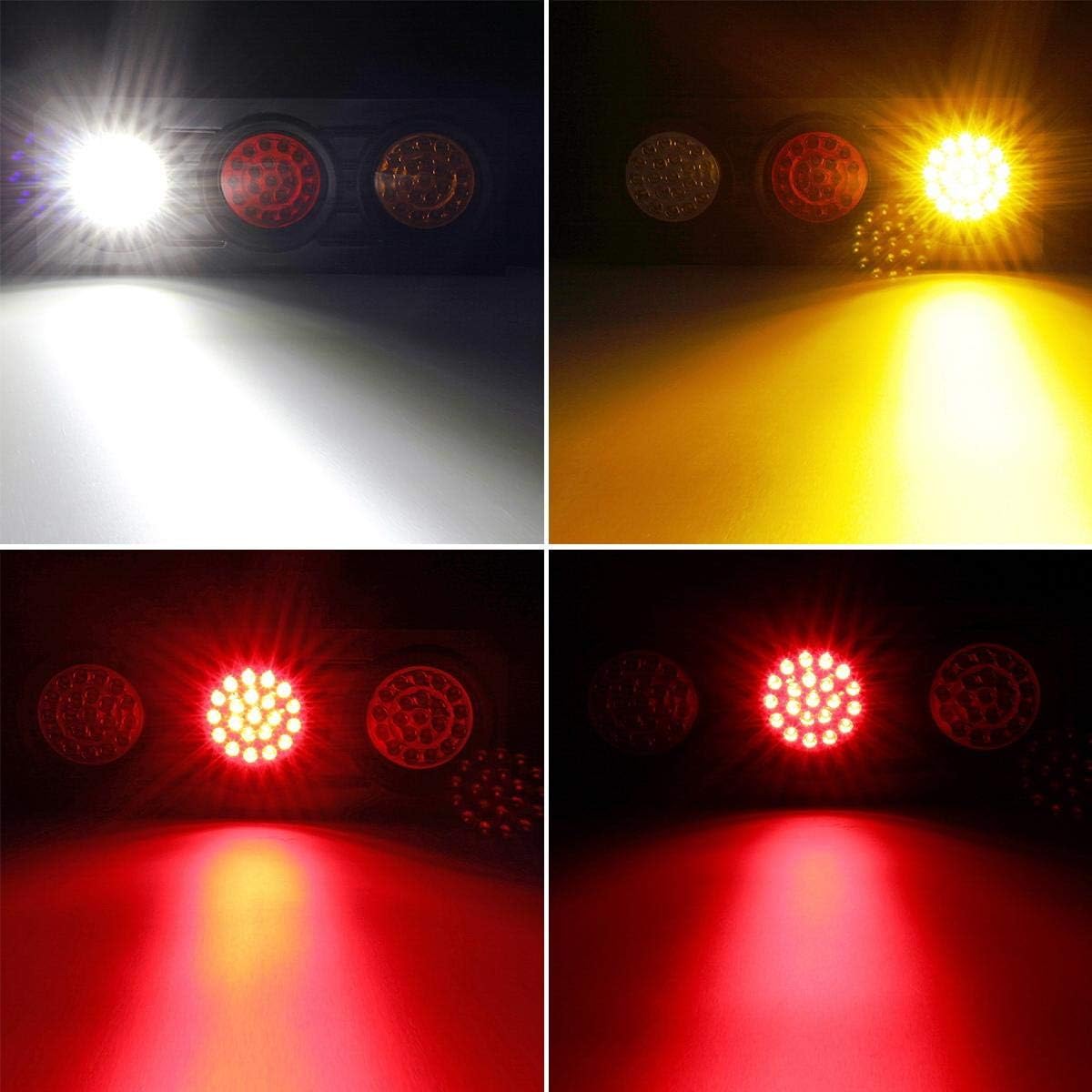 63 LED 4 Inch Round Trailer Tail Lights Bar Kit with Iron Bracket Base Waterproof 12V-30V (2pcs) S32986